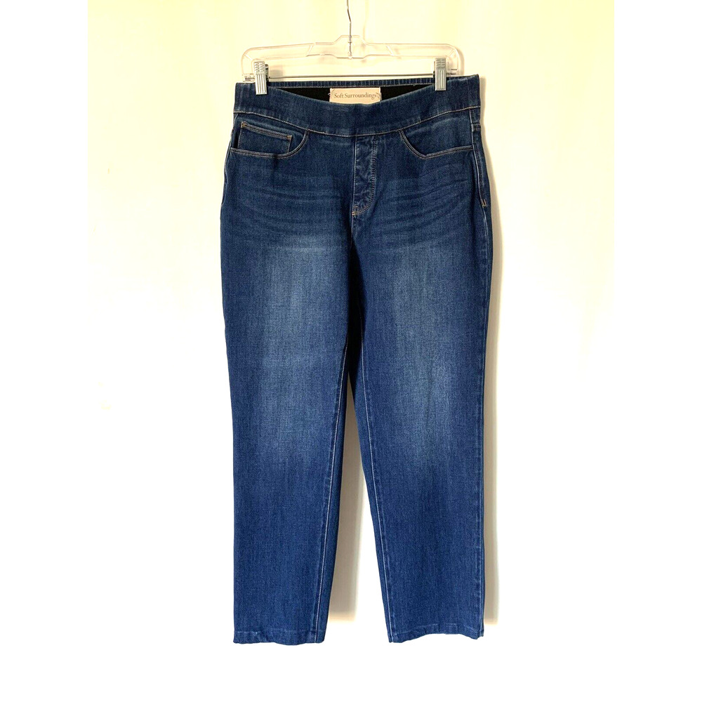 Soft Surroundings Womens Jeans Medium Denim Blue Stretch Faded Skinny Ankle
